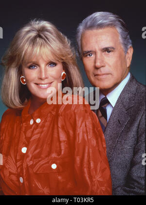 LINDA EVANS, John Forsythe, Dynastie, 1981 Banque D'Images