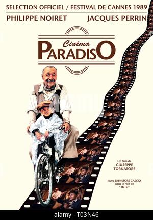PHILIPPE NOIRET, SALVATORE CASCIO, affiche de Cinema Paradiso, 1988 Banque D'Images