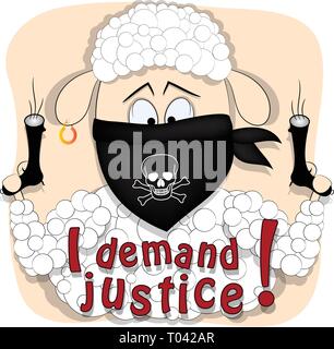 Les brebis avec des armes à feu. Cartoon vector illustration. Autocollant. Illustration de Vecteur