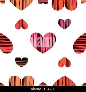 Coeurs rouge ang rose. Illustration vectorielle. Fond de motif sans couture Illustration de Vecteur