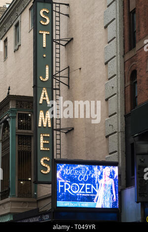 Le Disney's "gelé" au Théâtre de St James, Times Square, New York, USA, district de Broadway, NYC Banque D'Images