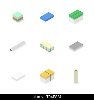 Icônes de bureau, l'ensemble de papier différent. Isolé sur fond blanc. Télévision 3D isométrique, style vector illustration. Illustration de Vecteur