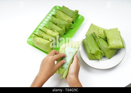 Nagasari avec Jaque, Gâteau traditionnel indonésien à partir de farine de riz et le jaque Banque D'Images