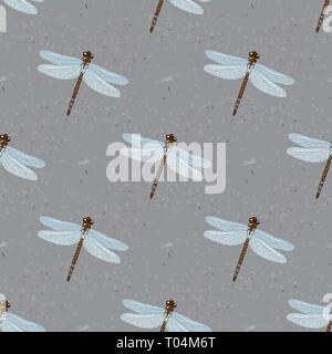 Abstract vector Seamless Pattern avec libellule et graines de pissenlit. Eps 10 Illustration de Vecteur