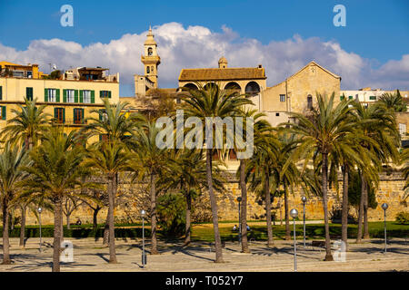 Parc del Mar et du centre historique, Palma de Mallorca. Majorque, Baléares, Espagne Europe Banque D'Images