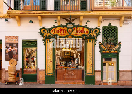 Pâtisserie typique Forn de Teatre, Palma de Mallorca. Majorque, Baléares, Espagne Europe Banque D'Images