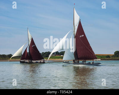 Vintage Gaff Cutters course sur la rivière Orwell Banque D'Images