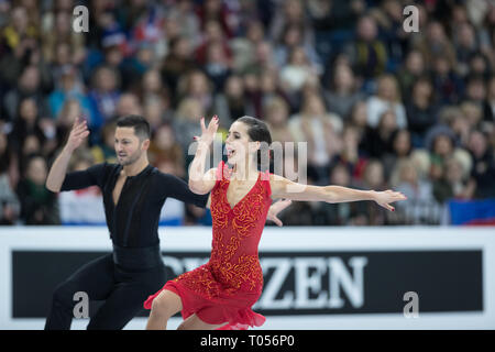 Lilah la peur et Lewis Gibson de Grande-Bretagne au cours de 2019 championnats d'Europe de patinage artistique Banque D'Images