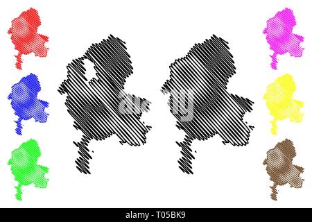 Le Staffordshire (Royaume-Uni, Angleterre, non-metropolitan county, shire county) map vector illustration, scribble sketch carte personnel. Illustration de Vecteur