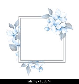 Spring floral frame à fleurs bleues Banque D'Images