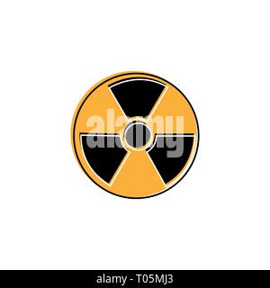 Alerte radioactive cercle jaune signe. Symbole vecteur d'avertissement de radioactivité Illustration de Vecteur