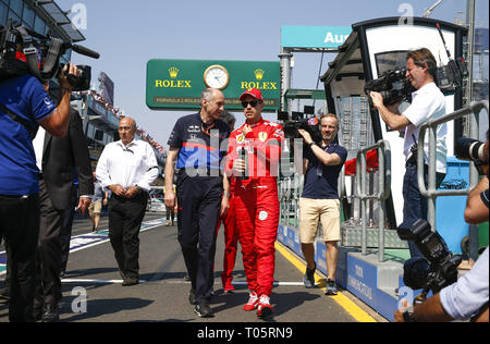 Sport Automobile : Championnat du Monde de Formule 1 de la FIA 2019, Grand Prix d'Australie, Franz Tost (AUT, Red Bull Toro Rosso Honda), # 5 Sebastian Vettel (GER, Scuderia Ferrari Winnow Mission), dans le monde d'utilisation | Banque D'Images