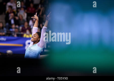 Stuttgart, Deutschland. Mar 17, 2019. Simone Biles (USA). GES/gym/EnBW DTB Pokal, Coupe du monde dames, 17.03.2019 - GES/artistique/Coupe du monde de gymnastique, Stuttgart : 17.03.2019 - utilisation dans le monde entier | Credit : dpa/Alamy Live News Banque D'Images