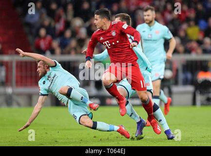 Munich, Allemagne. Mar 17, 2019. Saison 2018/2019, Bundesliga, FC Bayern Munich - 1. FSV FSV Mainz 05, James Rodriguez, le FC Bayern, Munich, Munich, Bayern Munich, objectif de 2 : 0 | Conditions de crédit dans le monde entier : dpa photo alliance/Alamy Live News Banque D'Images