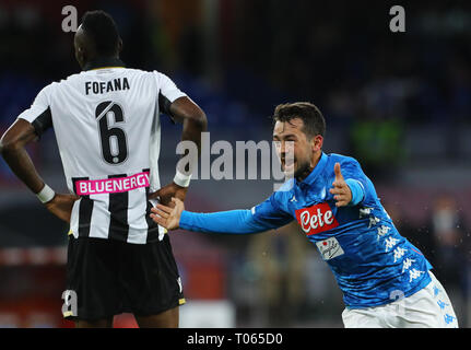 Stadio San Paolo, Naples, Italie. Mar 17, 2019. Football Serie A, Naples et l'Udinese ; Amin Maalouf de Naples célèbre après avoir marqué son but à la 17ème minute : Action Crédit 1-0 Plus Sport/Alamy Live News Banque D'Images