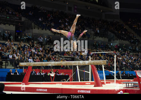 Liverpool, Royaume-Uni. 17 mars 2019. Ellie Downie de Notts la gymnastique en compétition aux hommes et femmes, 2019 championnats britanniques artistique M&S Bank Arena, Liverpool, Royaume-Uni. Banque D'Images