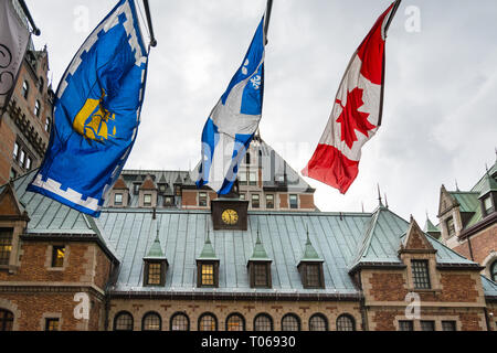 La ville de Québec, Canada - 5 août 2015promenade dans la rue de la ville de Québec et visiter le Château Frontenac lors d'un matin d'été. Banque D'Images