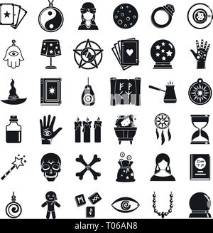 Fortune Teller icons set. Simple jeu d'icônes vectorielles de guichet de fortune pour le web design sur fond blanc Illustration de Vecteur