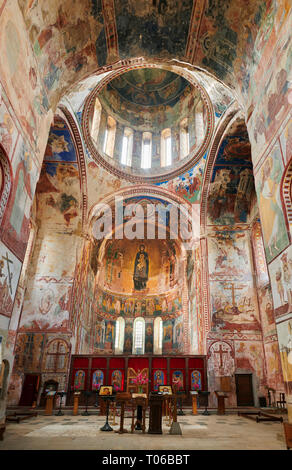 Photos et images de la mosaïques byzantines et fresques à l'intérieur de l'Église orthodoxe géorgienne de Gelati de la Vierge, 1106. La cité médiévale Gelat Banque D'Images