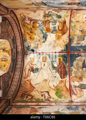 Photos et images de l'abside byzantines Gelati fresque dans l'Église orthodoxe de Géorgie St George, 13e siècle, représentant des scènes de la vie de Chris Banque D'Images