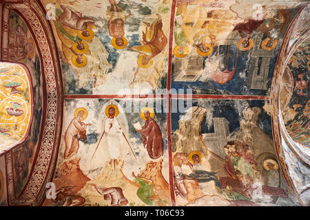 Photos et images de l'abside byzantines Gelati fresque dans l'Église orthodoxe de Géorgie St George, 13e siècle, représentant des scènes de la vie de Chris Banque D'Images