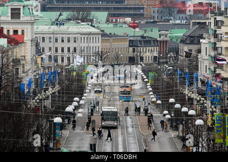 Kungsportsavenyen vue depuis les marches du Musée d'Art de Göteborg à Göteborg, Västra Götaland, en Suède. 13 mars 2008 © Wojciech Strozyk / Ala Banque D'Images