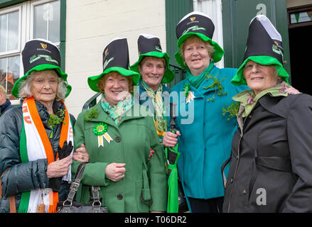 La parade de la St Patrick a eu lieu, à partir de 10h30 le matin de l'Irish Club à Orford Lane pour 'la rivière de la vie' dans Bridge St Banque D'Images