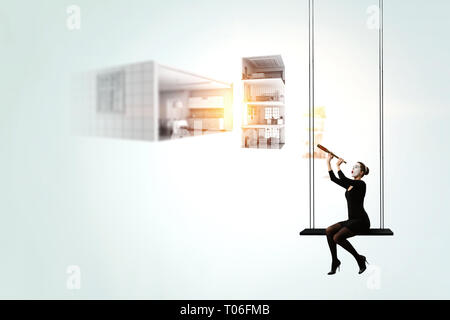 Jeune femme mime. Technique mixte Banque D'Images