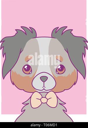 Cute cartoon style vectoriel avec motif d'impression couleur pastel chien berger australien avec bowtie Illustration de Vecteur