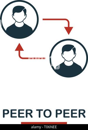 L'icône de pair à pair. Deux couleurs de design créatif devise crypto collection d'icônes. Pictogramme simple icône pair à pair pour la conception web, apps, logiciels Illustration de Vecteur