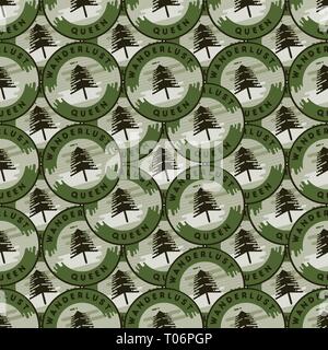 Correctifs Camping pattern design - seamless background de l'Aventure de plein air avec des arbres et des devis - wanderlust reine. Cartoon style inhabituelle en détresse Illustration de Vecteur