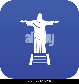 La statue du Christ Rédempteur bleu numérique icône Illustration de Vecteur