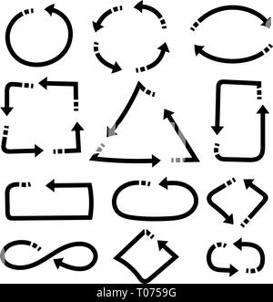 Combinaisons de flèches. Simple et Complexe icônes plat noir Illustration de Vecteur