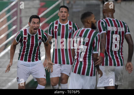 RJ - Rio de Janeiro - 03/17/2019 - 2019, Botafogo x Fluminense Fluminense -Paulo Henrique Ganso joueur célèbre son but avec son équipe des joueurs durant un match contre Botafogo au stade Maracana pour le championnat Carioca 2019. Photo : Thiago Ribeiro / AGIF Banque D'Images