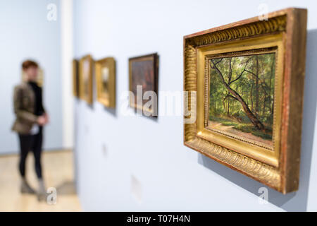 18 mars 2019, Bavaria, Munich : la peinture 'Partie im Großen Garten bei Dresden' par Johan Christian Dahl, de 1822 peut être vu dans l'exposition 'Natur als Kunst - Landschaft im 19. Jahrhundert in Malerei und Fotografie' à la Städtische Galerie im Lenbachhaus. Les œuvres des collections de la Fondation Christoph Heilmann et le Musée de la ville de Munich sera à l'exposition à partir de 19.03. à 18.08.2019. Photo : Matthias Balk/dpa Banque D'Images