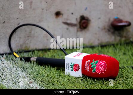 ENGLAND RUGBY MICROPHONE, London, Londres, Angleterre, Angleterre V ECOSSE, SIX NATIONS 2019 GUINNESS, 2019 Banque D'Images