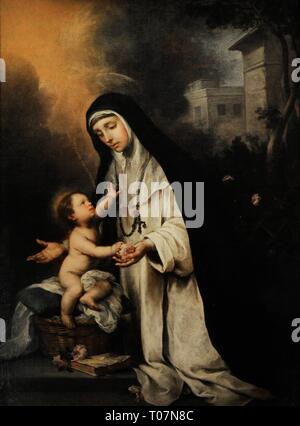 Santa Rosa de Lima (1586-1617). Mística cristiana la Dominique. Retrato por Bartolomé Esteban Murillo (1617-1682), hacia 1670. Oleo sobre lienzo. Museo Lázaro Galdiano. Madrid. España. Banque D'Images