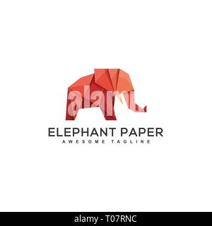 L'origami Elephant Design Concept illustration vector modèle. Convient pour l'industrie créative, multimédia, animation, formation, boutique, et tout rel Illustration de Vecteur