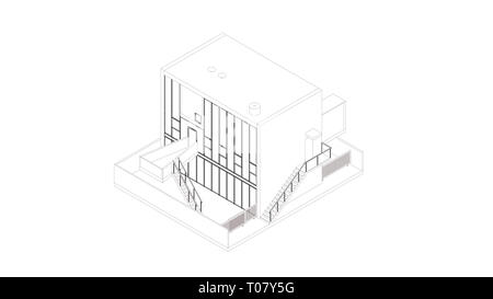 Résumé du point de vue de la représentation filaire 3D Building Banque D'Images