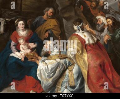 'Adoration des Mages'. Flandre, vers 1620. Dimensions : 235x277,5 cm. Musée : Etat de l'Ermitage, Saint-Pétersbourg. Auteur : Peter Paul Rubens (Pietro Pauolo) (atelier). Pieter Paul Rubens. Banque D'Images