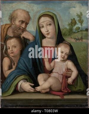 "Sainte Famille avec saint Jean Baptiste". L'Italie. Dimensions : 64x53 cm. Musée : Etat de l'Ermitage, Saint-Pétersbourg. Auteur : Francesco Francia (Francesco di Marco di Giacomo Raibolini) (cercle de). Banque D'Images