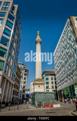 Monument au Grand Incendie de Londres, le poisson Street, Londres, Angleterre, Grossbritannien Banque D'Images