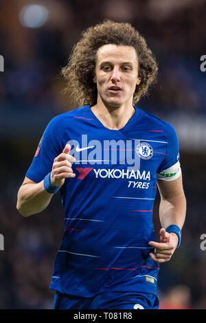 Londres, ANGLETERRE - 18 février : David Luiz de Chelsea au cours de la FA Cup cinquième ronde match entre Chelsea et Manchester United à Stamford Bridge le 18 février 2019 à Londres, Royaume-Uni. (MB) Banque D'Images