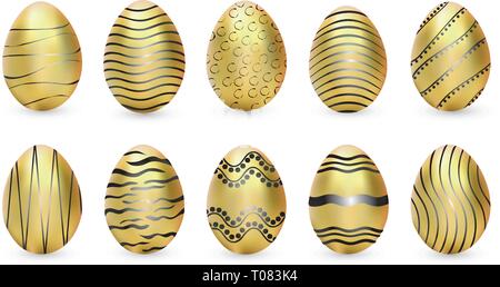 Pâques. Illustration vectorielle, les oeufs d'or isolé sur fond blanc avec l'ombre. Les oeufs de Pâques Illustration de Vecteur