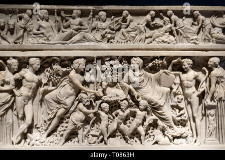 Copenhague. Le Danemark. Le Casali Sarcophage avec Dionysos et Ariane, ca. AD 200. Ny Carlsberg Glyptotek. À partir de Rome. Description du musée ; la d Banque D'Images