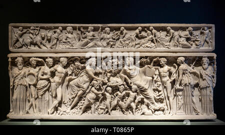 Copenhague. Le Danemark. Le Casali Sarcophage avec Dionysos et Ariane, ca. AD 200. Ny Carlsberg Glyptotek. À partir de Rome. Description du musée ; la d Banque D'Images