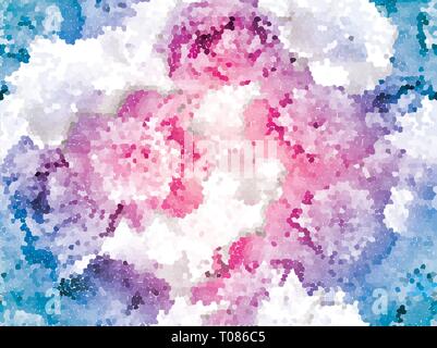 Une mosaïque de la pivoine. Motif à fleurs bleu rose Illustration de Vecteur