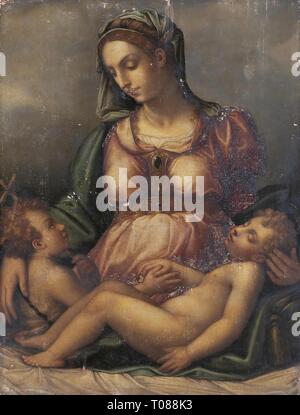 'Madonna et l'enfant avec St Jean Baptiste (copie)'. L'Italie. Dimensions : 97x72,5 cm. Musée : Etat de l'Ermitage, Saint-Pétersbourg. Auteur : Giorgio Vasari. Banque D'Images