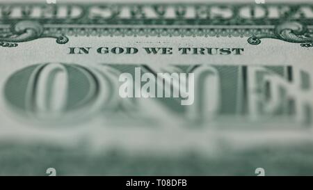 "IN GOD WE TRUST" sur le verso d'un United States un dollar Banque D'Images