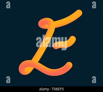 Lettres isolées de vecteur. - Vektorgrafik. 3D Neon lettre. Manchette arrondie 3D Font. Bulle de néon avec mise en page de la lettre peinte. Matte light-vert et bleu Illustration de Vecteur